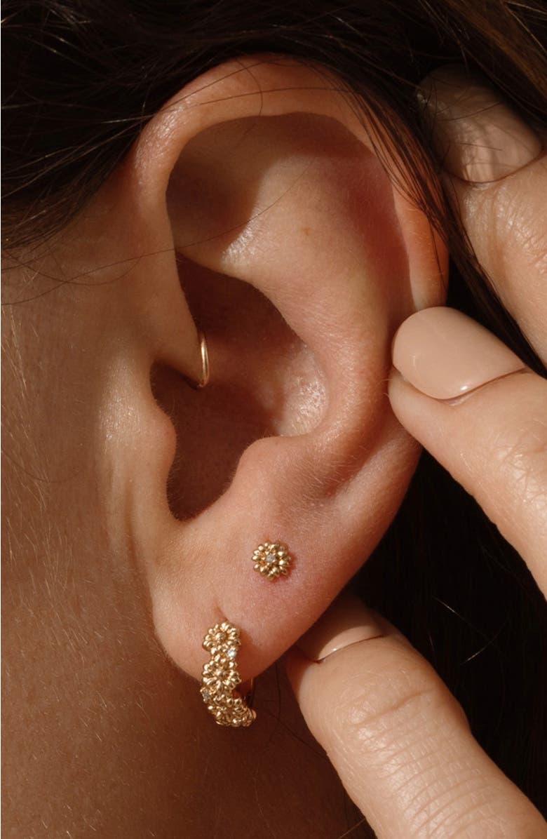 MADE BY MARY CZ Birth Flower Stud Earrings, Alternate, color, April - Gold Vermeil