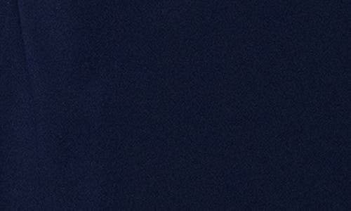 Betsy & Adam Off The Shoulder Scuba Crepe Gown. In Blue