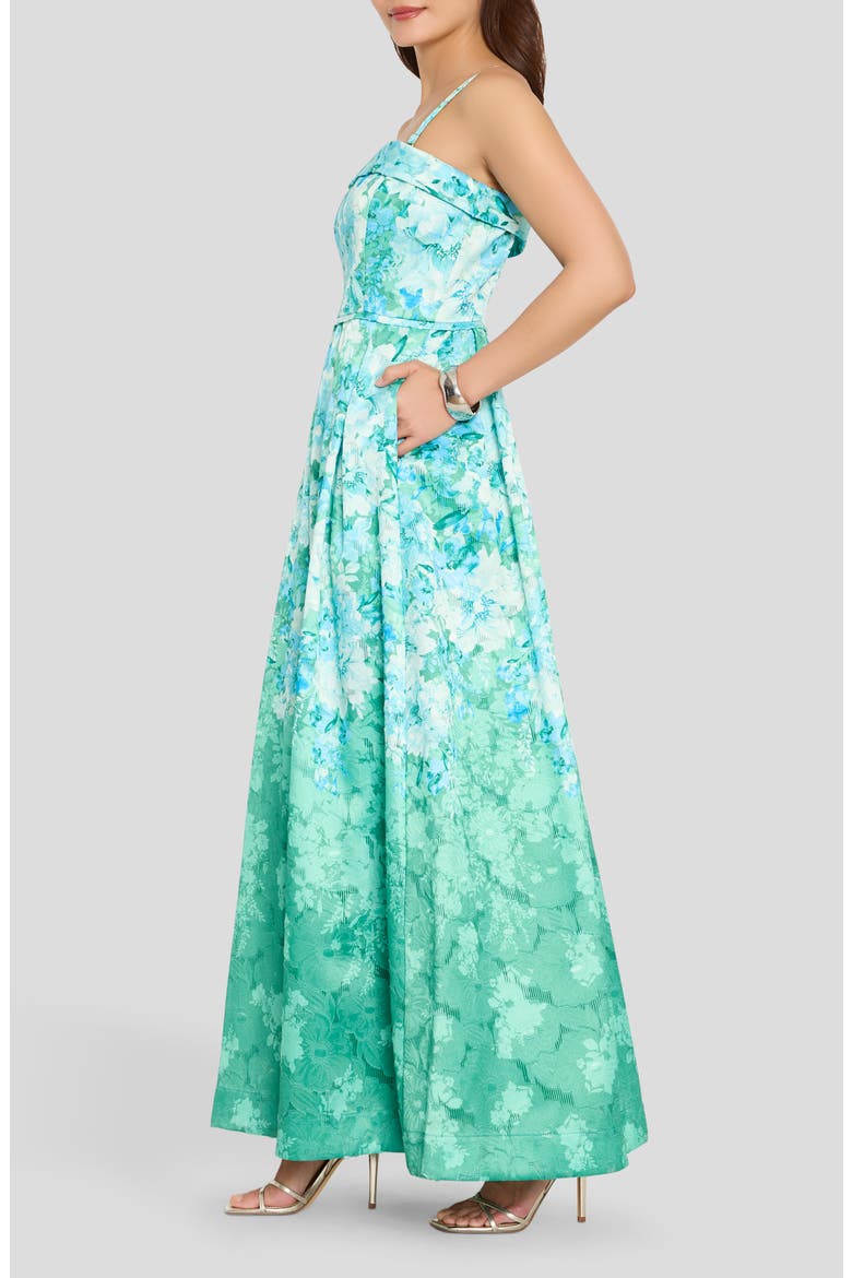 Floral Print Sleeveless Maxi Dress, Alternate, color, BLUE GREEN
