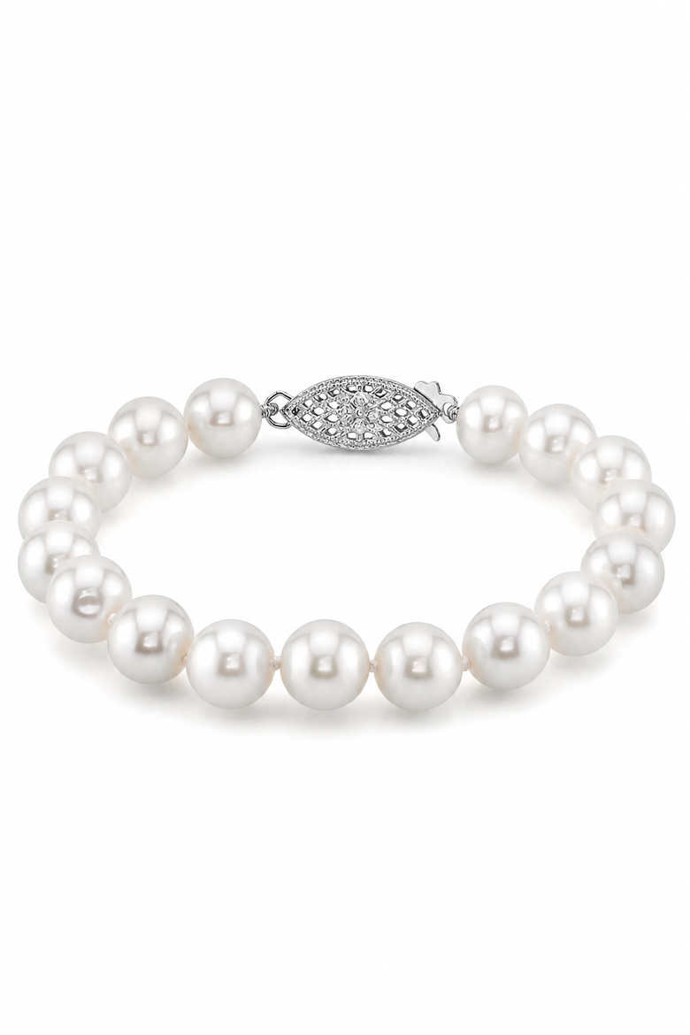 8.5-9.5mm White Freshwater Pearl Bracelet - AAA Quality, Main, color, White Pearls