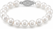 The Pearl Source 8.5-9.5mm White Freshwater Pearl Bracelet - AAA Quality