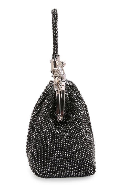 Berness Embellished Handle Rhinestone Frame Clutch In Black