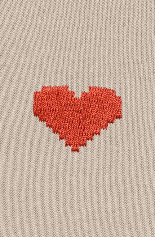 Dalix Pixel Heart Cropped Hoodie In Heather Dust