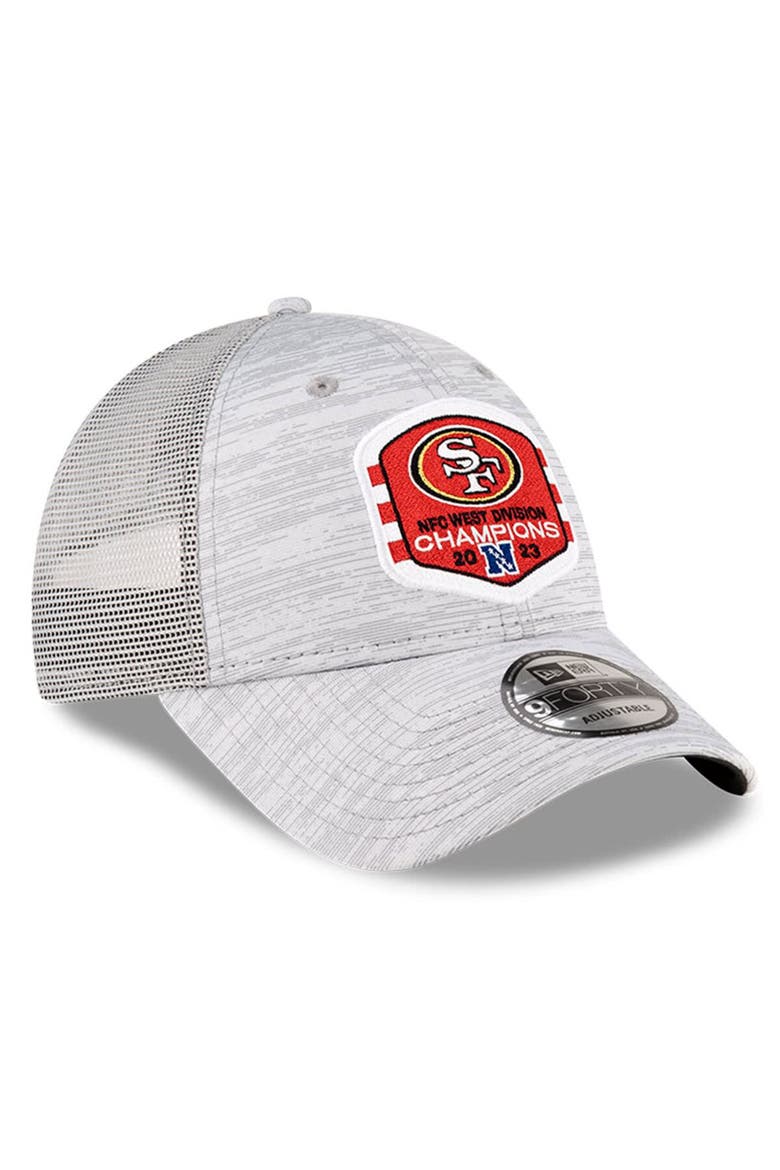 Men's New Era  Heather Gray San Francisco 49ers 2023 NFC West Division Champions Locker Room 9FORTY Trucker Adjustable Hat, Alternate, color, Heather Gray