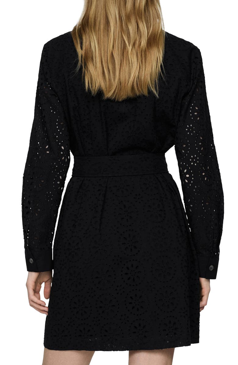 MANGO Swiss Embroidered Belted Long Sleeve Shirtdress, Alternate, color,