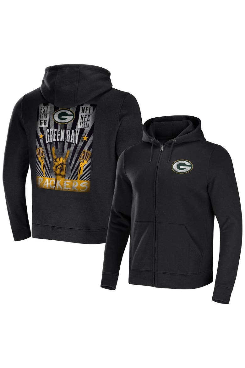 Men's NFL x Darius Rucker Collection by Fanatics Black Green Bay Packers Rocker Full-Zip Hoodie, Main, color, Black