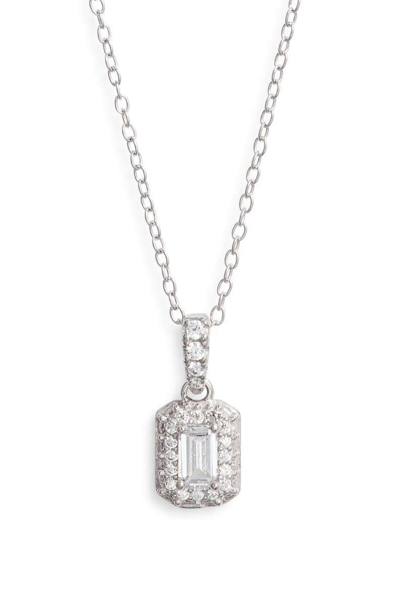 Cubic Zirconia Pendant Necklace, Main, color, PLATINUM PLATED