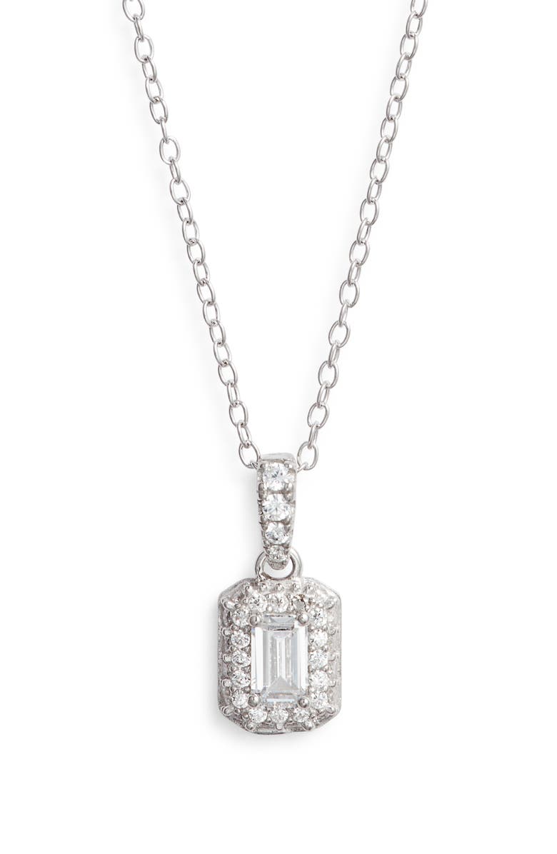 Nordstrom Cubic Zirconia Pendant Necklace, Main, color, Platinum Plated