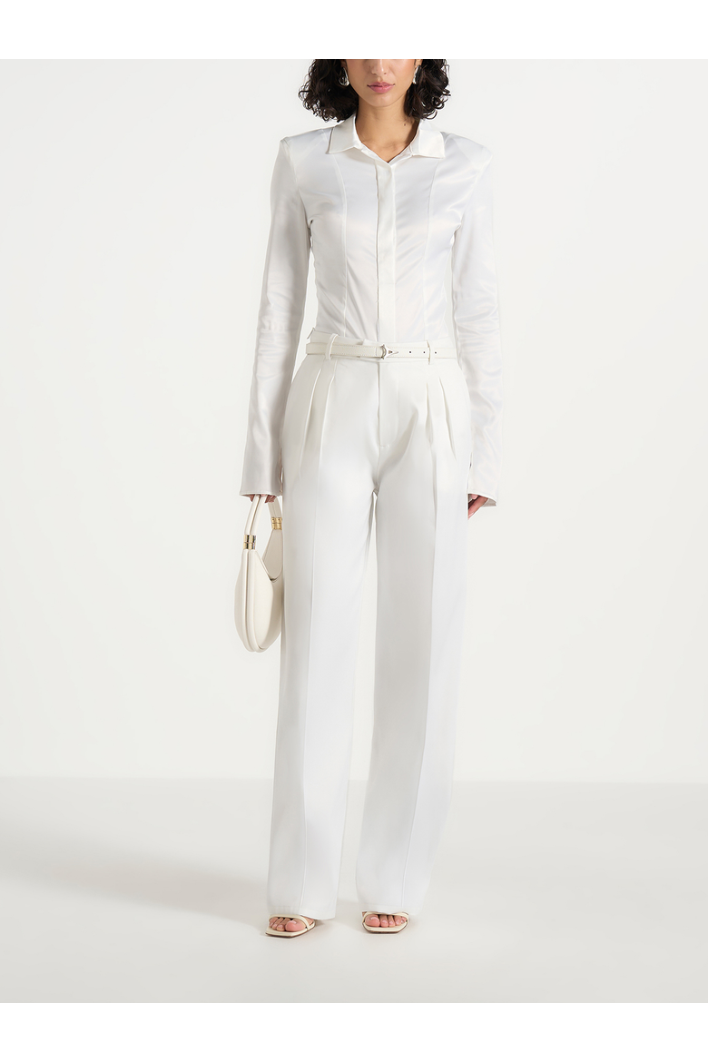 Julie Satin Twin Pleat Pants, Main, color, Off White