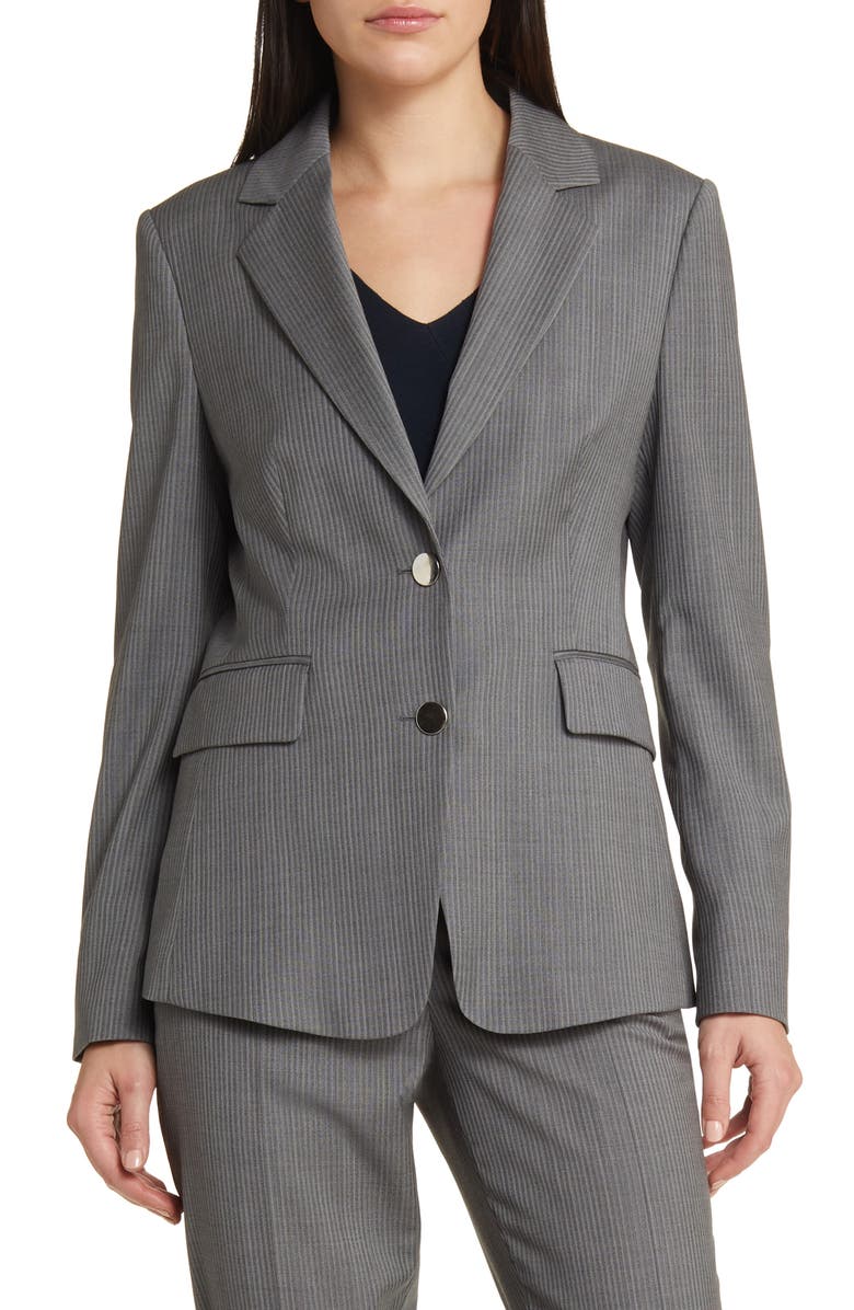 BOSS Jabielle Pinstripe Virgin Wool Blazer, Alternate, color, Mini Pinstripe Suiting