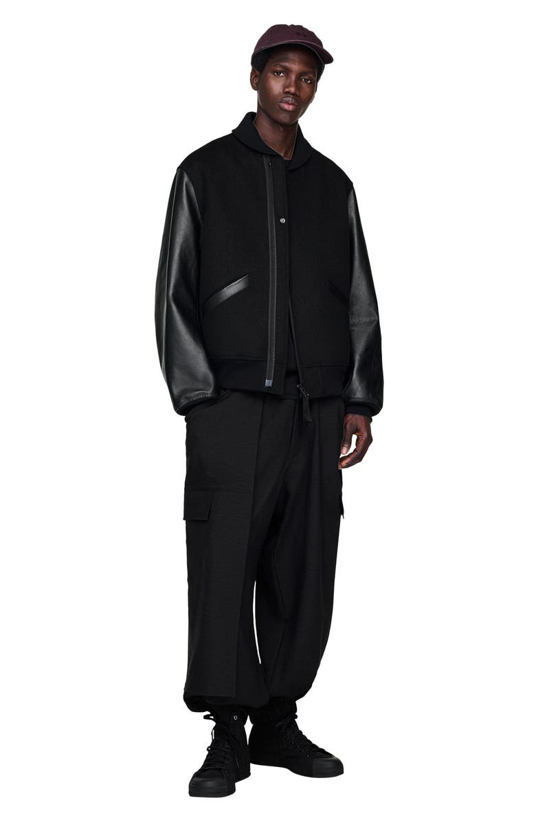 Y-3 Letterman Varsity Jacket, Alternate, color, Black