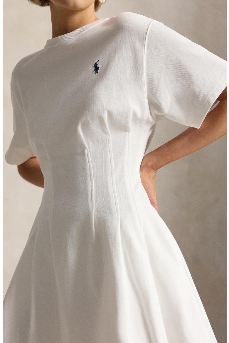 Pleated Cotton Jersey T-Shirt Minidress, Alternate, color, WHITE