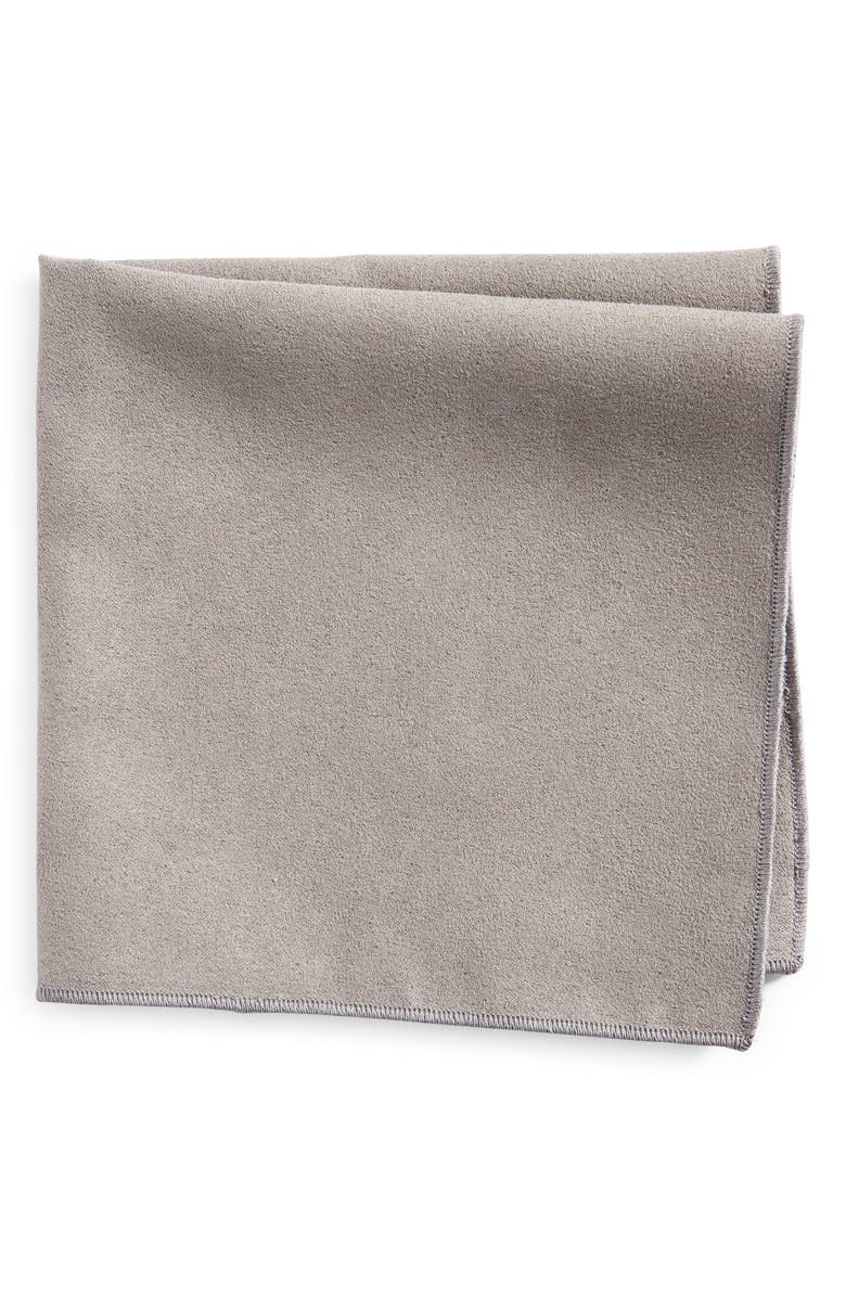 CLIFTON WILSON Solid Cotton Pocket Square, Main, color, Grey