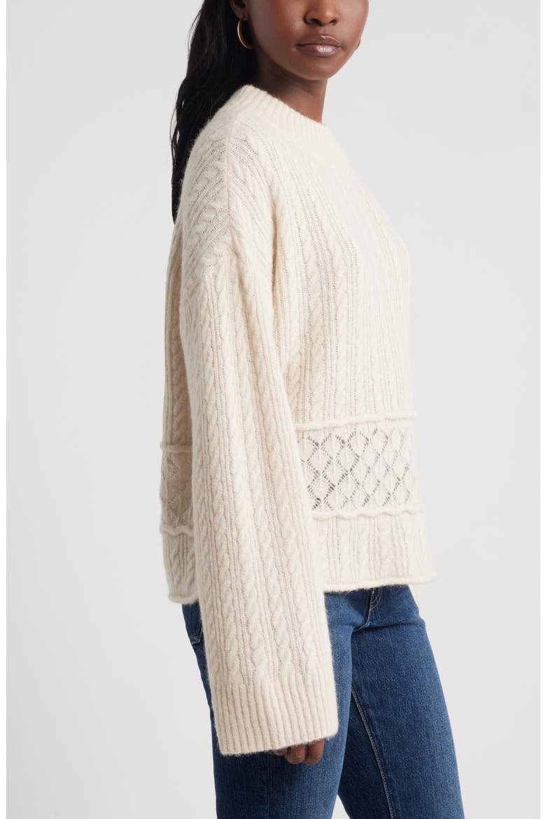 Mock Neck Alpaca & Wool Blend Sweater, Alternate, color, IVORY DOVE