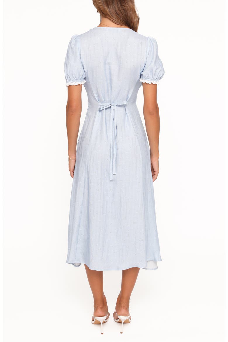 Francine Floral Puff Sleeve Midi Dress, Alternate, color, BLUE DITSY FLORAL