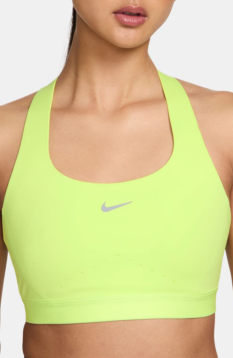 Nike Swift Dri-FIT High Support Sports Bra, Main, color, Light Lemon Twist/Silver
