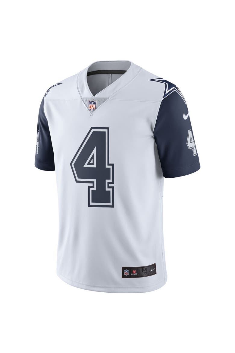 Men's Nike Dak Prescott Dallas Cowboys White Color Rush Vapor Limited Jersey, Alternate, color, White