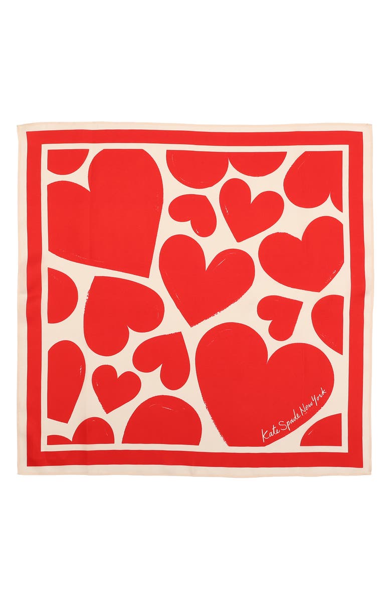 Kate Spade New York sweet hearts silk bandana, Alternate, color,