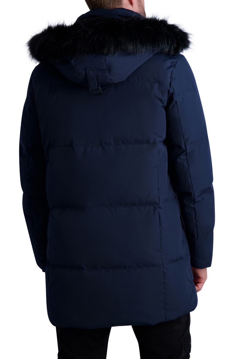 KARL LAGERFELD PARIS Faux Fur Trim Parka, Alternate, color, Navy