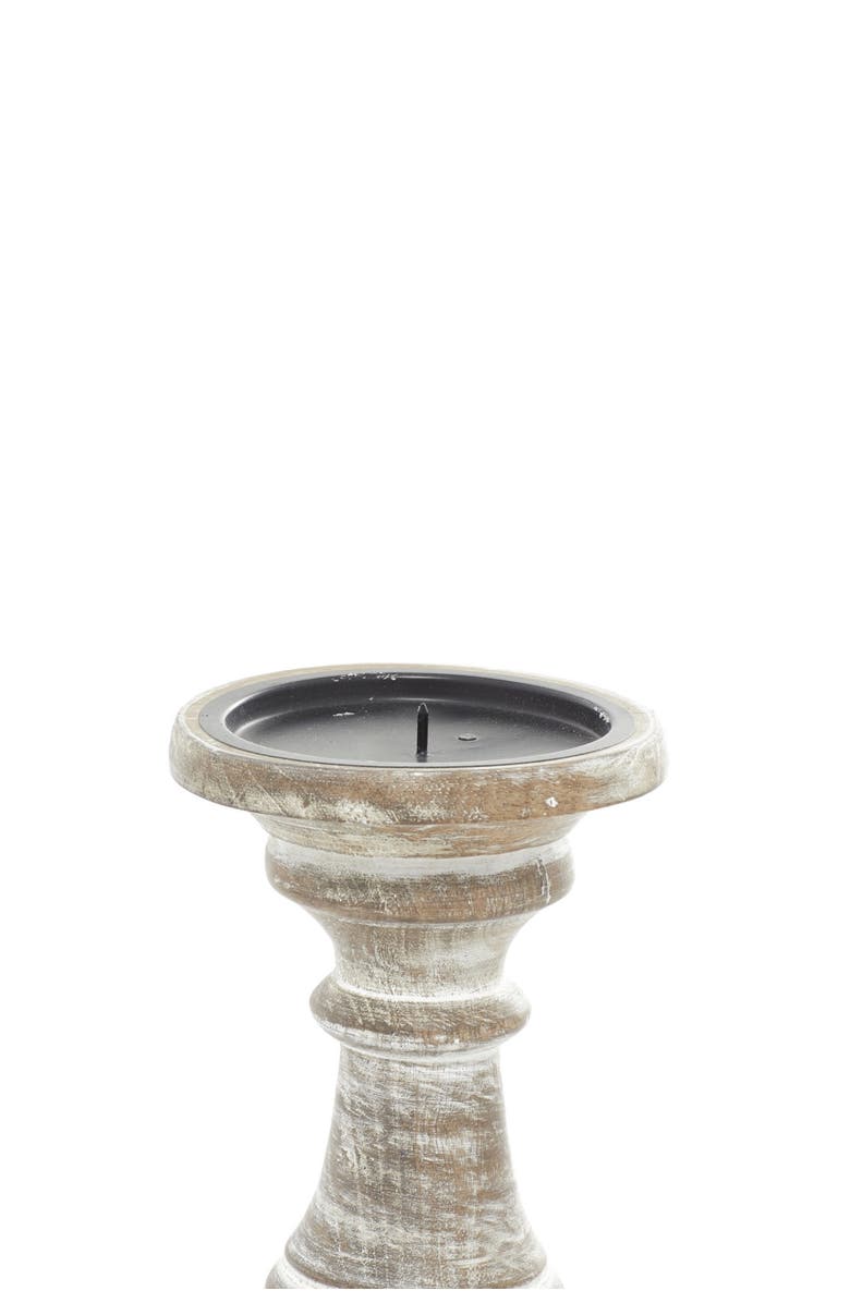 SONOMA SAGE HOME Cream Mango Wood Traditional Candle Holder with Distressed Finish - Set of 3, Alternate, color, White