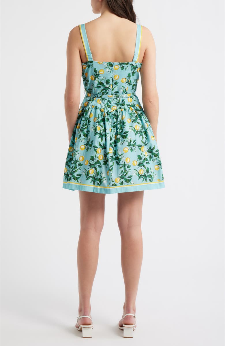 Julia Jordan Lemon Print Stretch Cotton Minidress, Alternate, color, Blue Multi