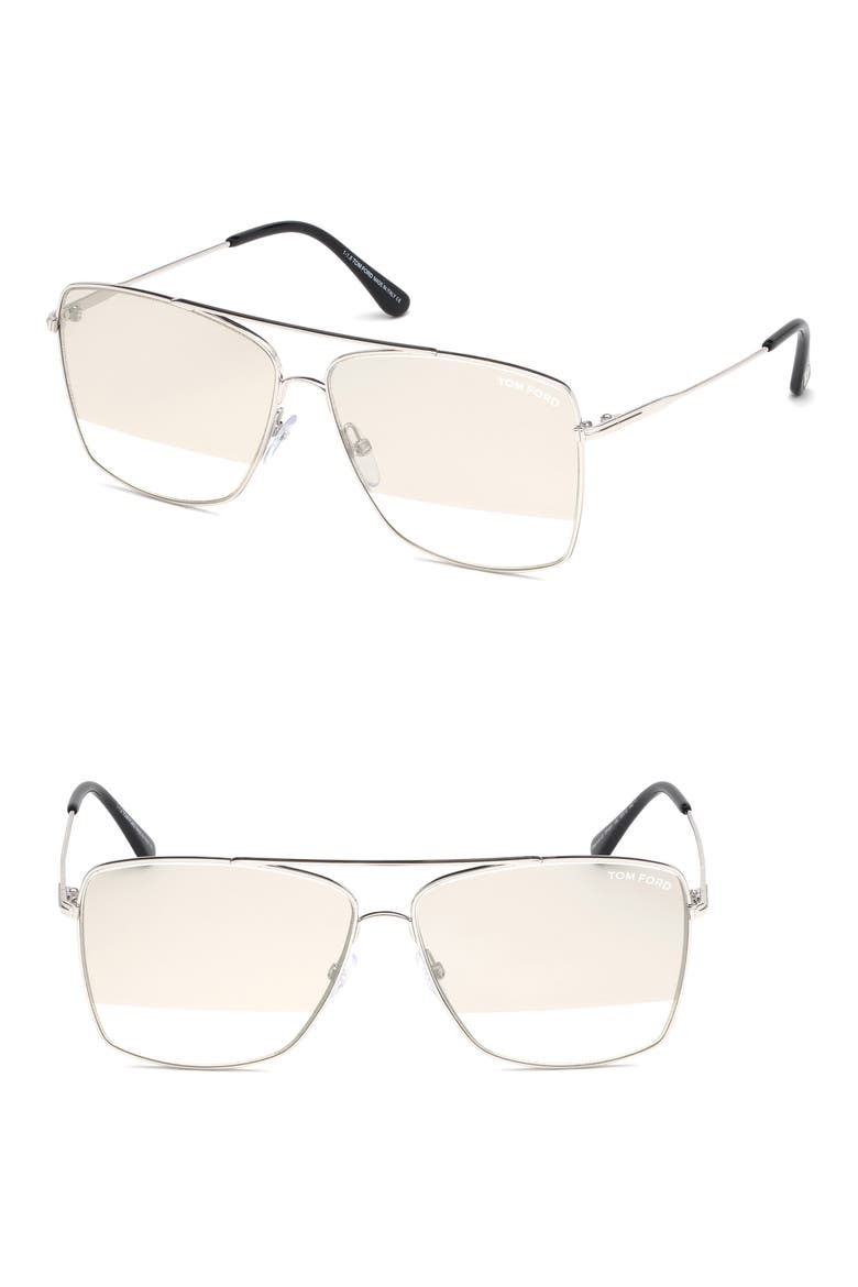 Magnus 60mm Aviator Sunglasses, Main, color, RHODIUM/ GRADIENT SMOKE