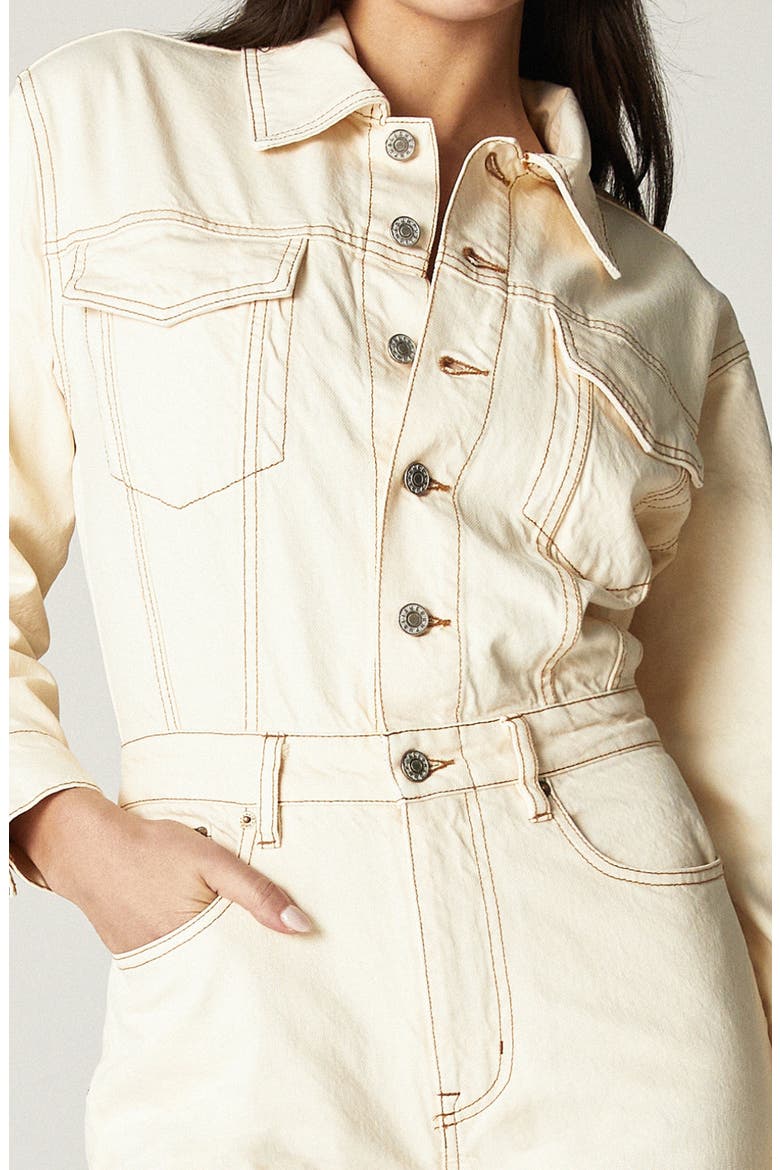 Simone Long Sleeve Denim Jumpsuit, Alternate, color, CREAM