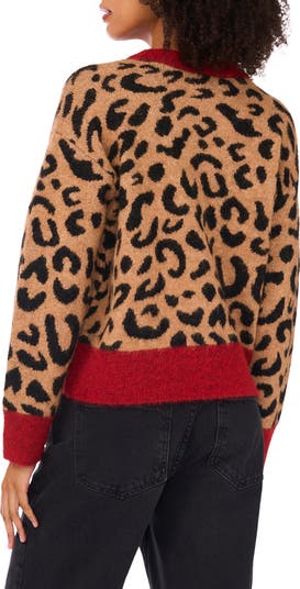 Colorblock Trim Leopard Spot Cardigan