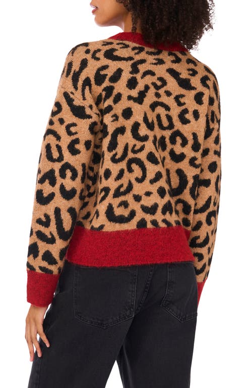 1.state Colorblock Trim Leopard Spot Cardigan In Animal Print