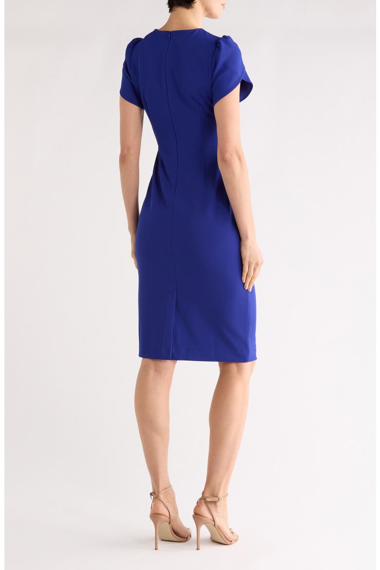 Short Sleeve Pleated Waist Sheath Dress, Alternate, color, COBALT