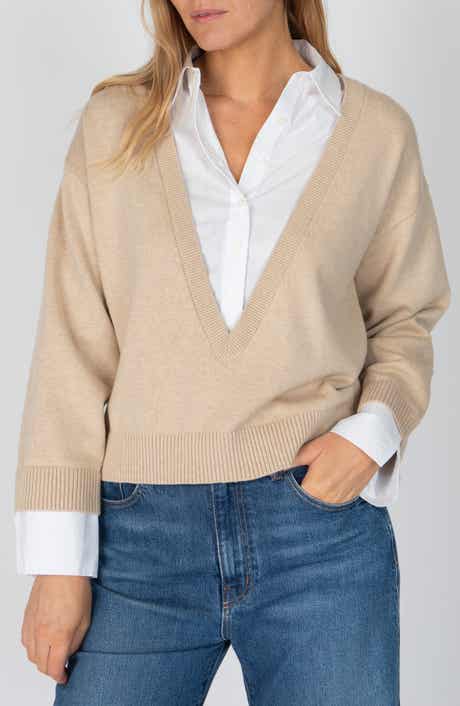 Derek Lam 10 Crosby Rida Mixed Media Cotton & Cashmere Sweater
