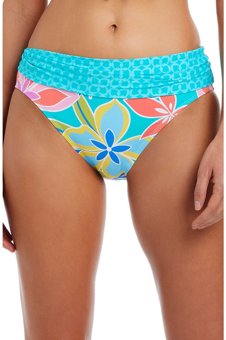 Floral Fold Over Swim Briefs, Main, color, AQUA FRESCA