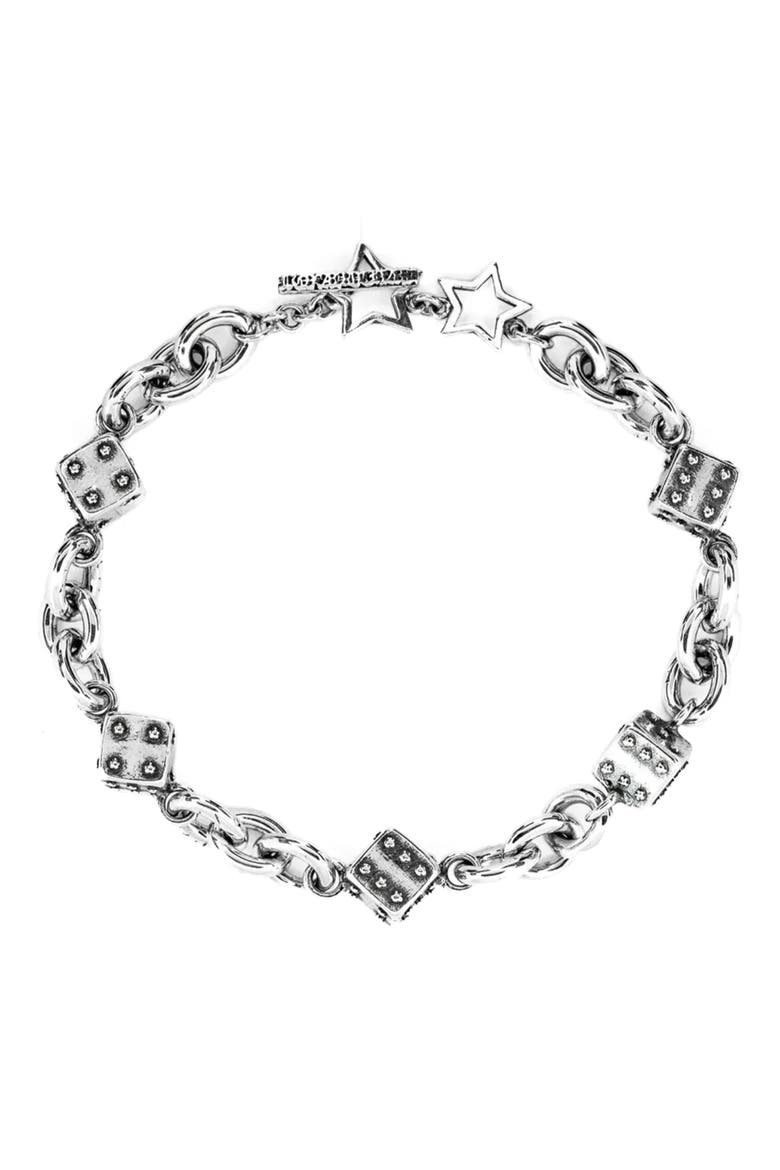 Men's Dice Chain Bracelet, Main, color, SILVER