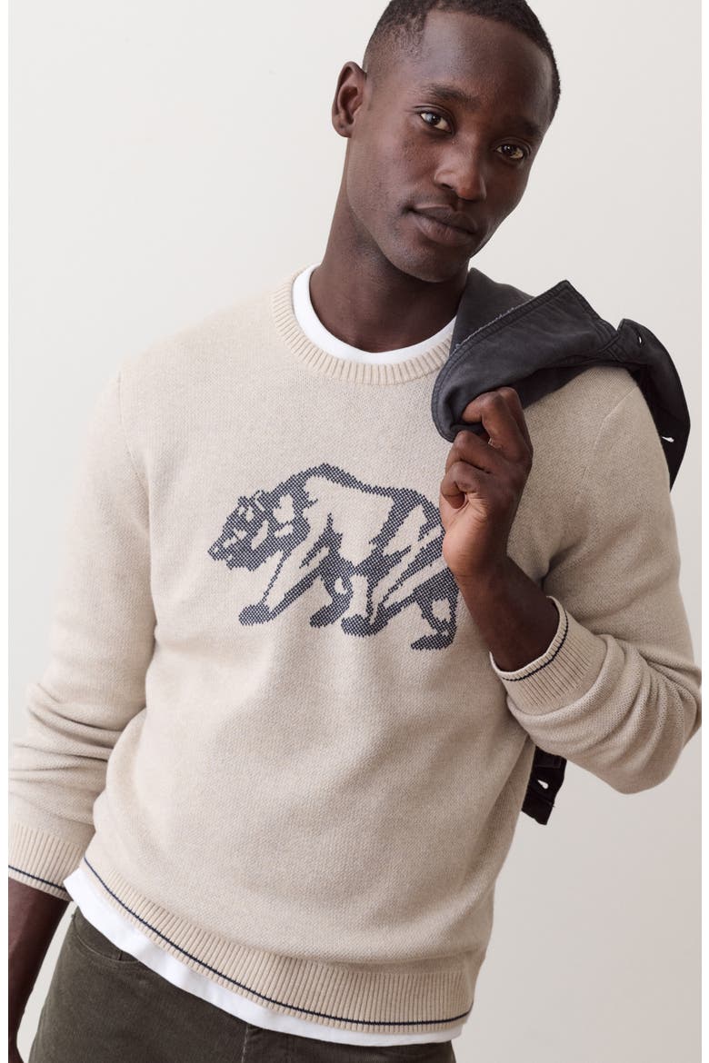 Varsity Intarsia Crewneck Sweater, Alternate, color, OATMEAL