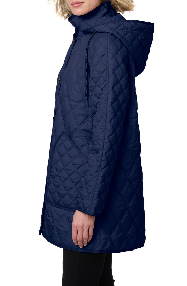 Bernardo Diamond Quilted Hooded Liner Jacket, Alternate, color, Navy