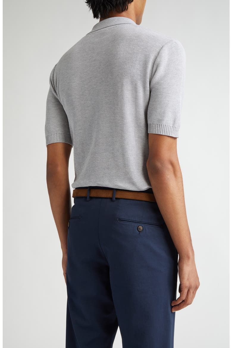Short Sleeve Polo Sweater, Alternate, color, LIGHT MELANGE GREY