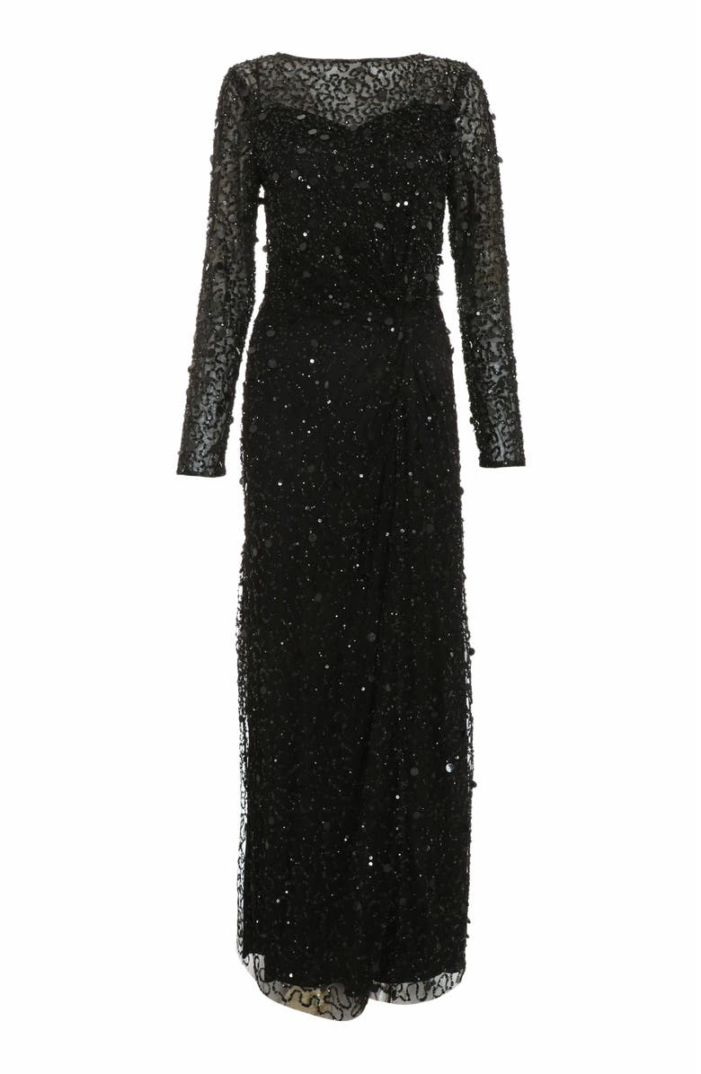 QUIZ Embellished Twist Detail Evening Dress, Alternate, color, 