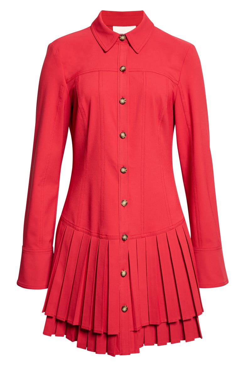 Dalissa Pleated Minidress, Main, color, WARM CRABERRY