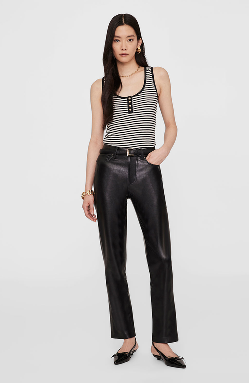 Anine Bing Alessia Tank Top In Black Cotton In Black