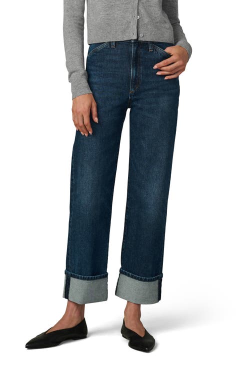 The Margot Cuffed Slant Pocket High Waist Relaxed Straight Leg Jeans (Rendezvous)