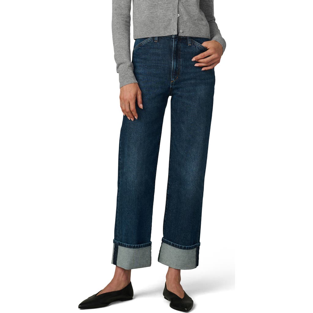 Joe's Jeans The Margot Cuffed Slant Pocket High Waist Relaxed Straight Leg Jeans In Multi