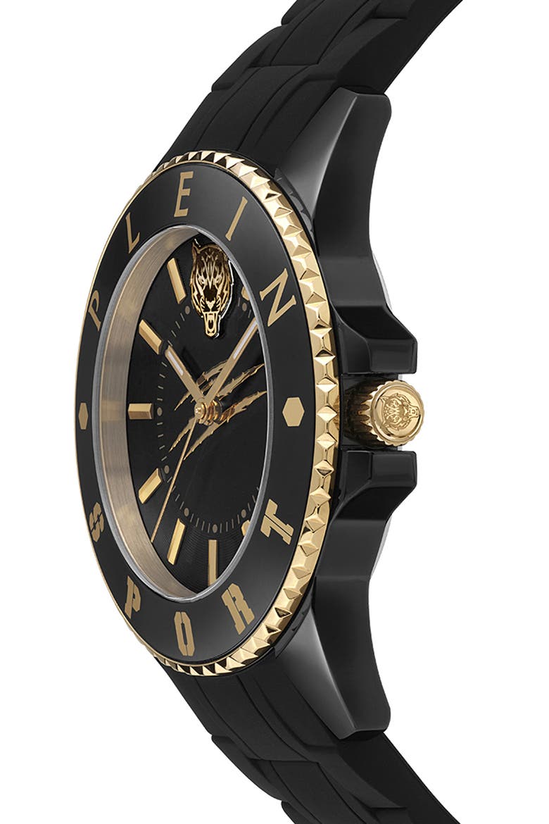 Glam Silicone Strap Watch, 40mm, Alternate, color, BLACK