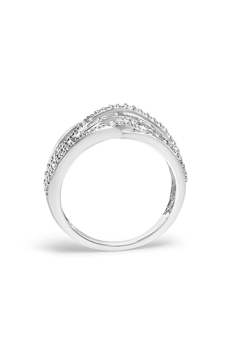 Haus of Brilliance Silver Diamond Accent Crossover Ring, Alternate, color, White