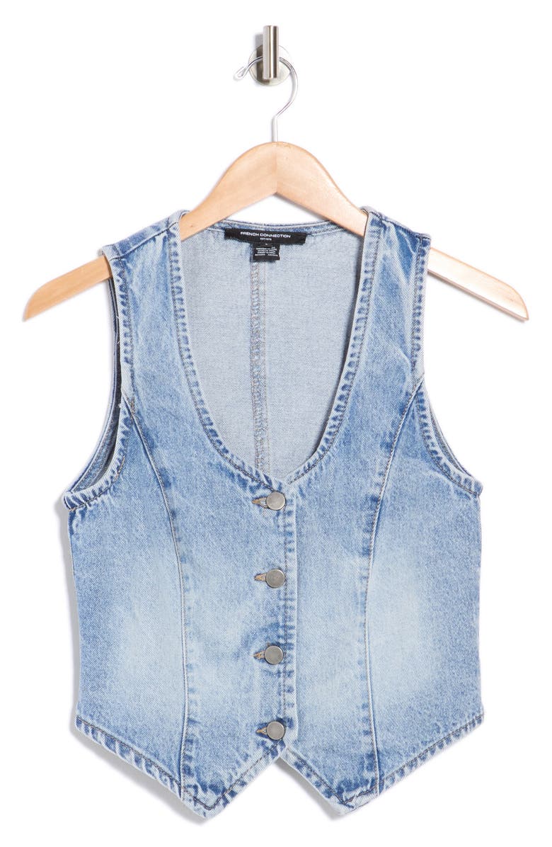 French Connection Denim Vest, Alternate, color, Light Wash