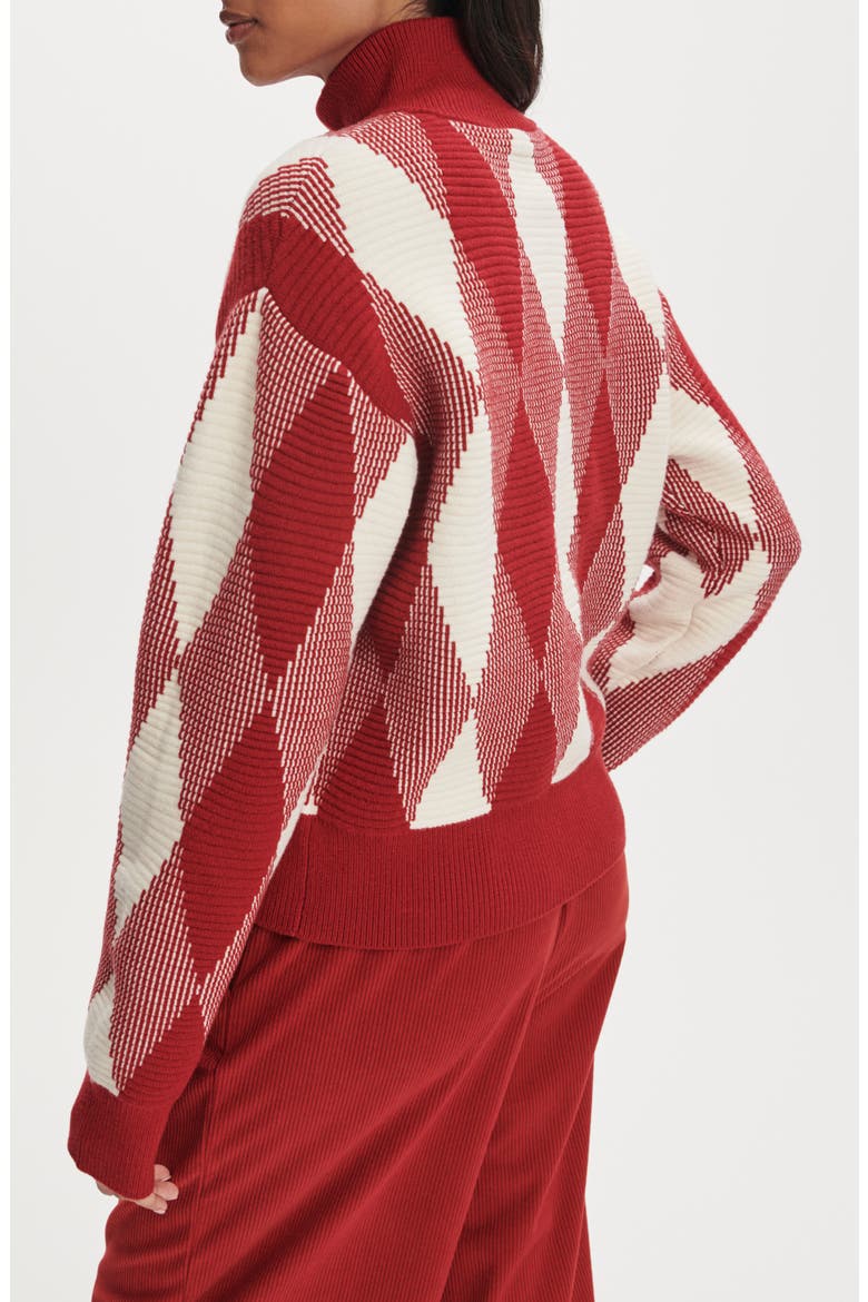 Karina Argyle Jacquard Knit Cardigan, Alternate, color, RED DAHLIA