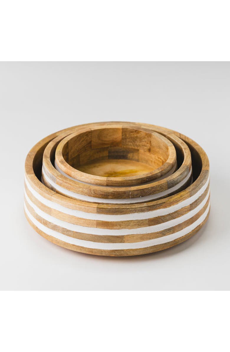 Mela Artisans Whitehaven Mangowood Nested Bowls, Alternate, color, White
