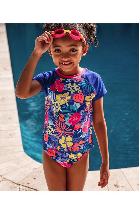 Girls Graphic Mock Neck UPF 50 Sun Protection Rash Guard