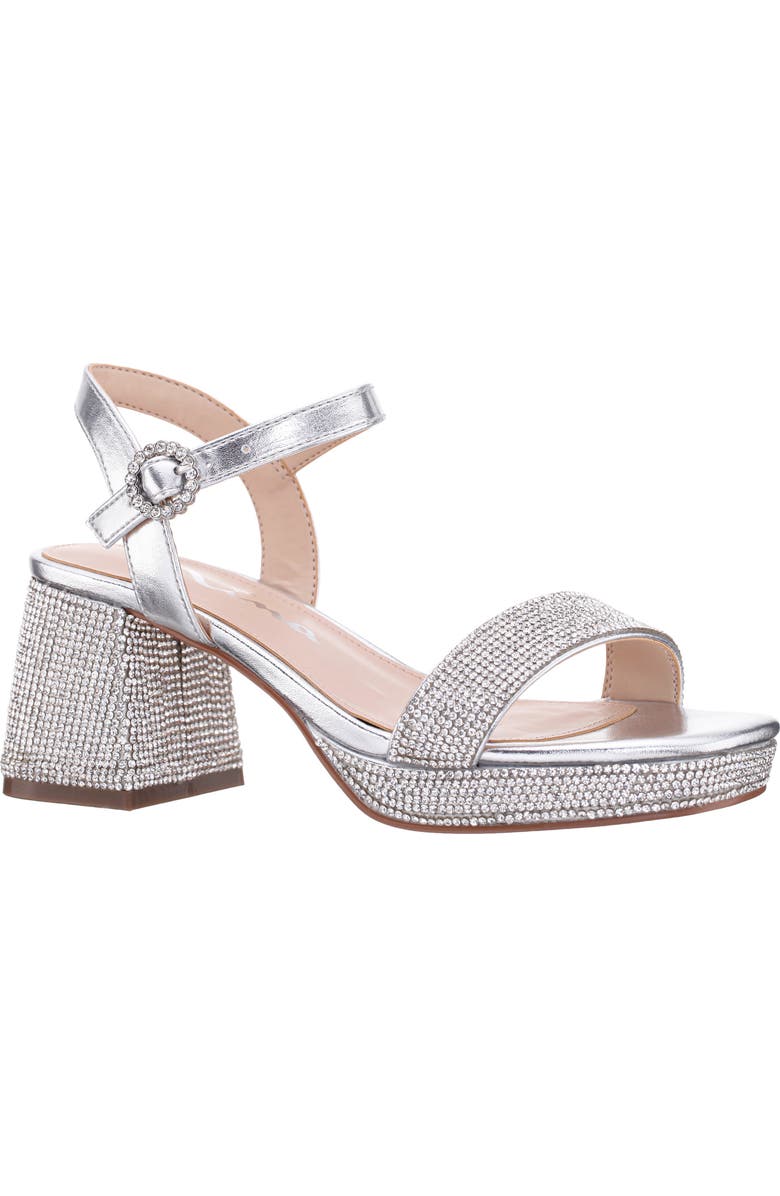 Nina Kids' Marysol Ankle Strap Platform Sandal, Main, color, Silver Metallic Stones