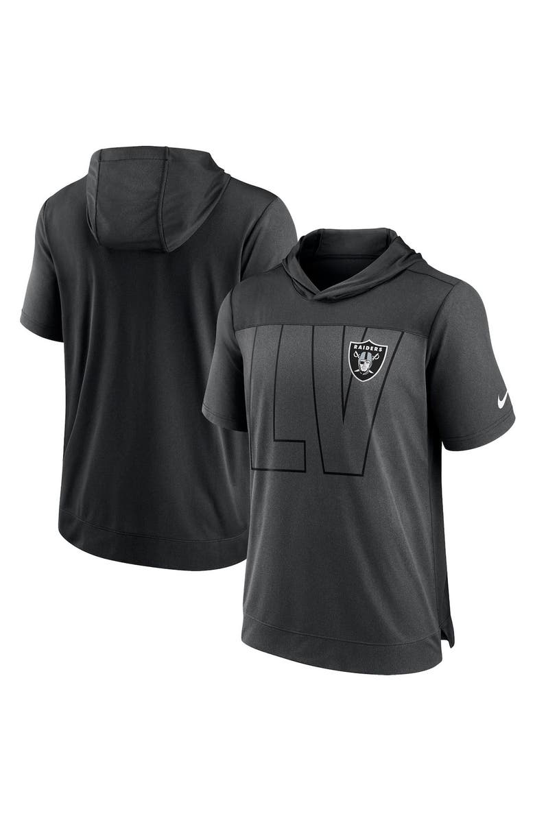 Nike Men's Nike Heathered Charcoal/Black Las Vegas Raiders Performance Hoodie T-Shirt, Main, color, Heather Charcoal