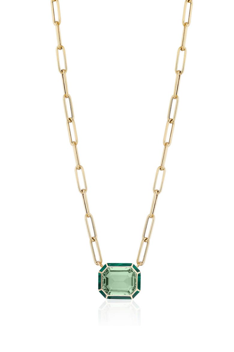 Melange Emerald Cut Pendant Necklace, Alternate, color, PRASIOLITE/ MALACHITE